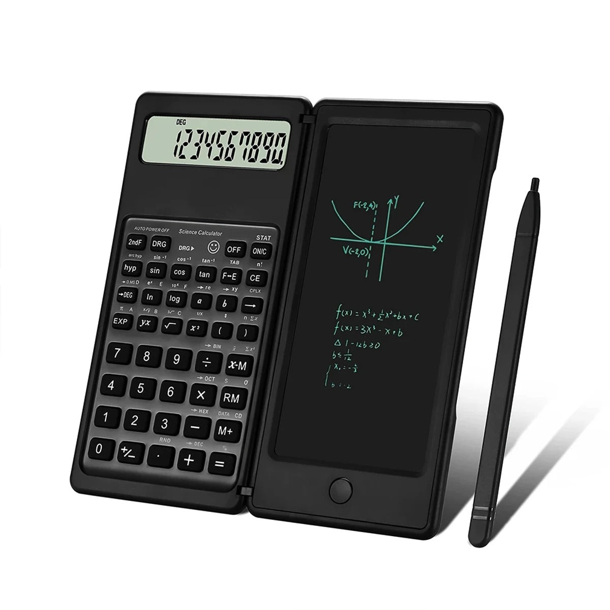 🖩 Calculatrice Scientifique 2-en-1 avec Tablette d’Écriture LCD