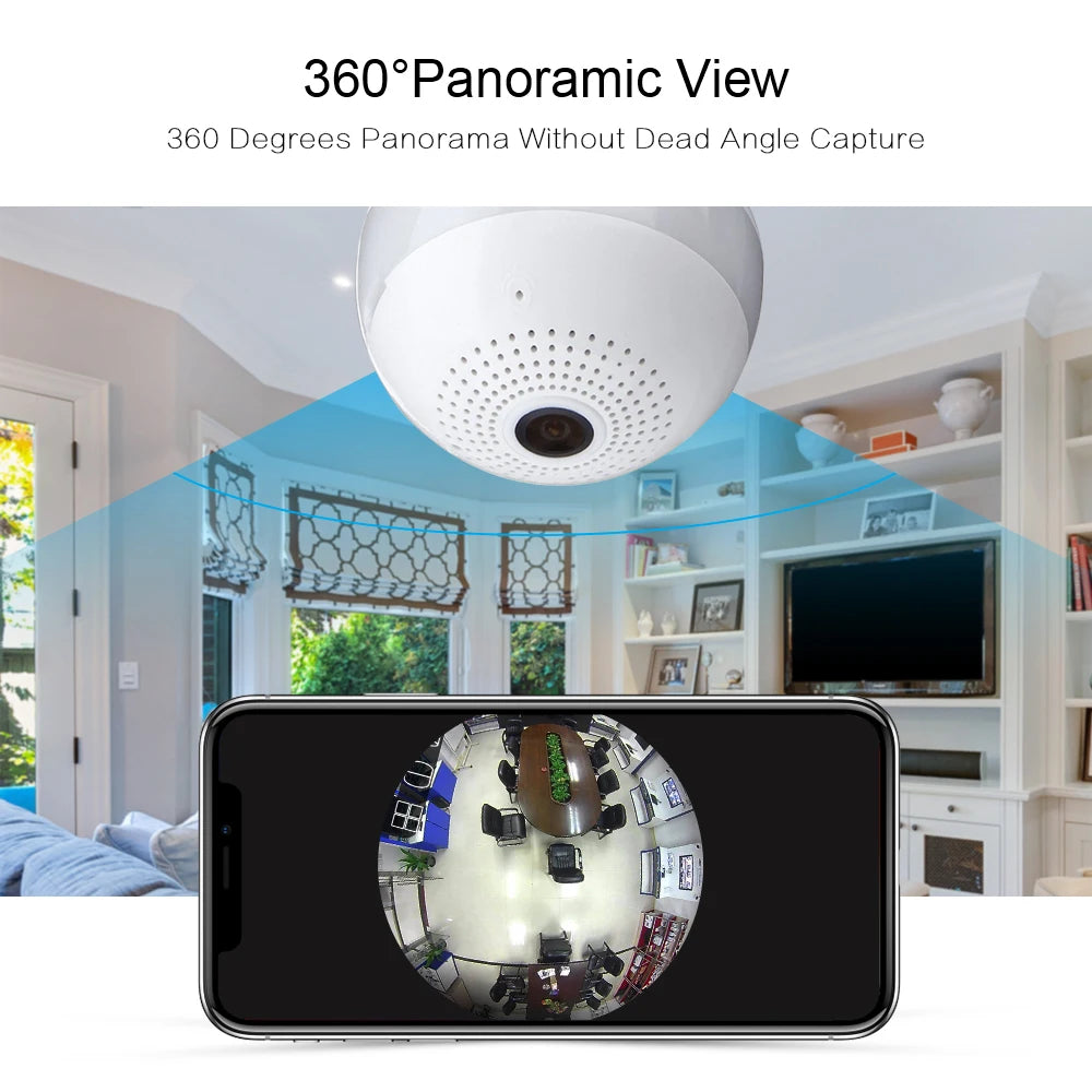 Caméra WiFi Lampe 360° Full HD avec Vision Nocturne