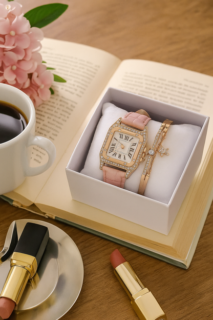 Ensemble Montre-Bracelet Femme Élégance Cuir – Mode &amp; Résistance