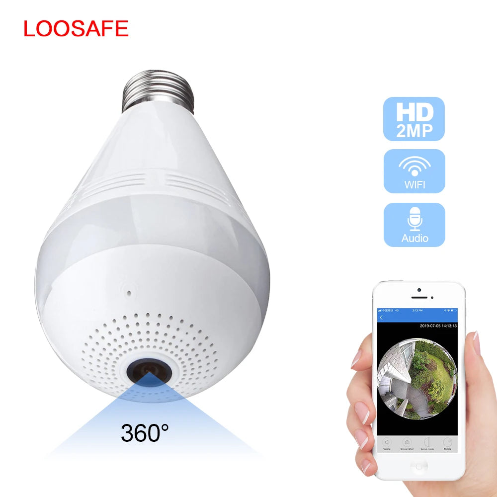 Caméra WiFi Lampe 360° Full HD avec Vision Nocturne